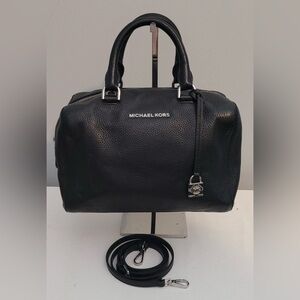 Michael Kors Black Pebbled Leather Satchel Crossbody Bag with Replacement Strap